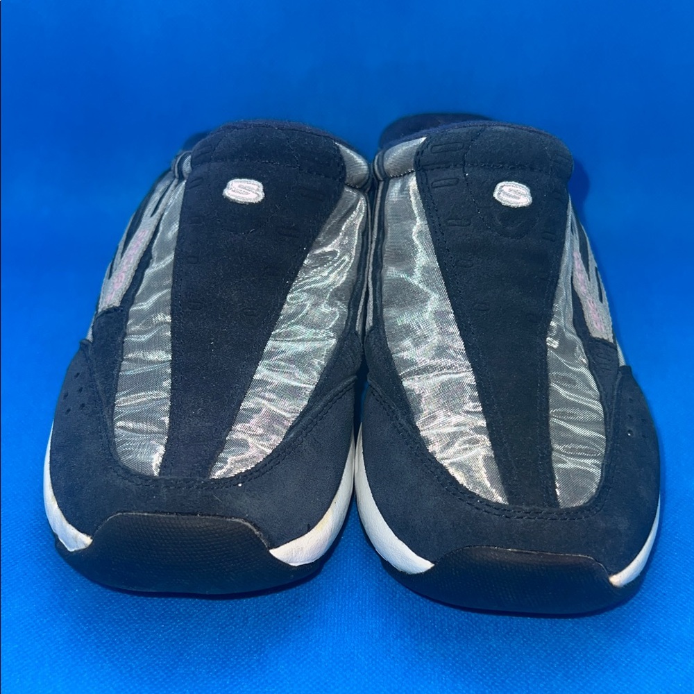 Navy Blue and Silver Slip-On Sneakers